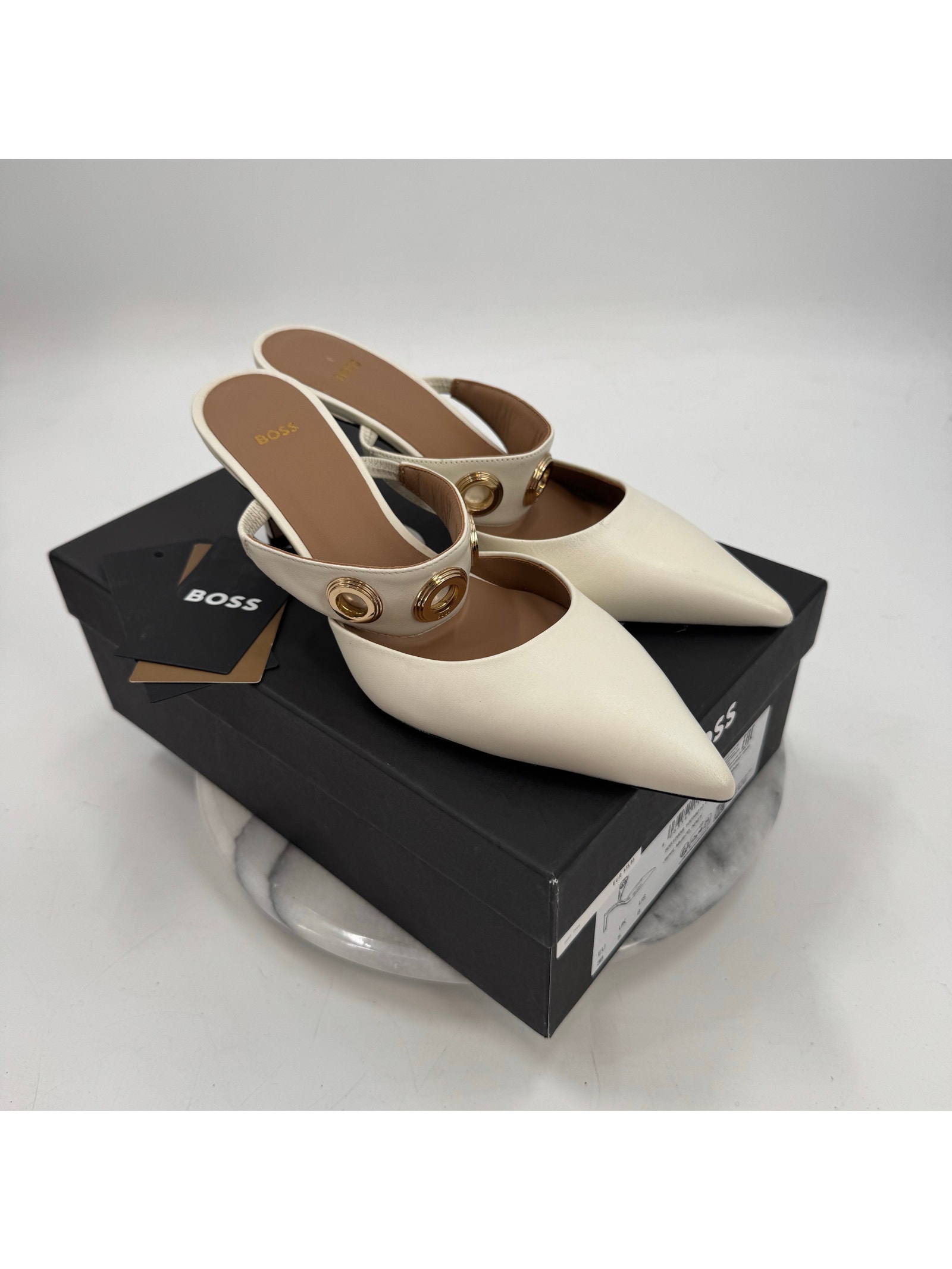 Hugo Boss White Janet Mules